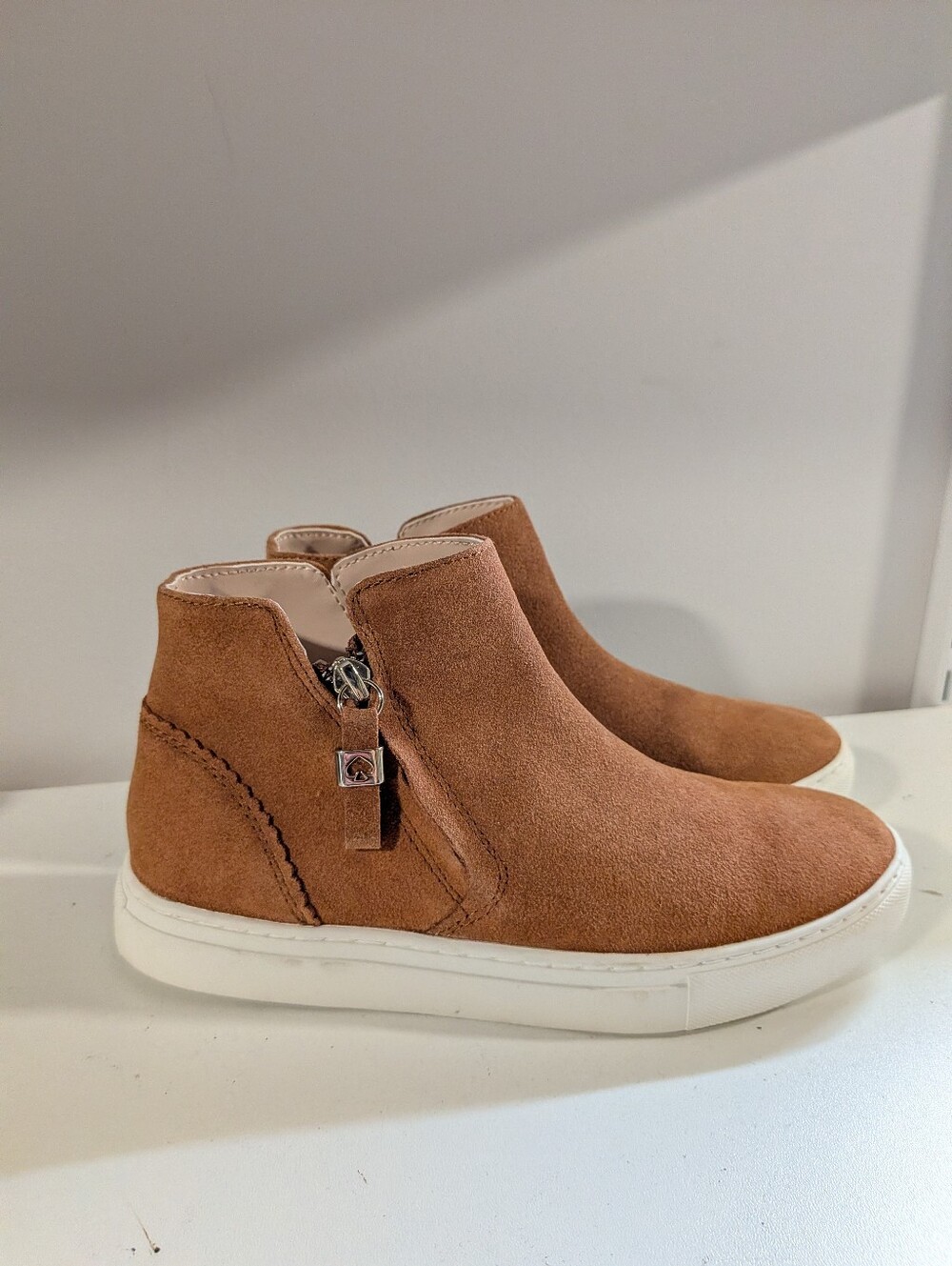 Kate Spade New York Suede High Top Sneaker Booties Cognac Size 6B - Picture 2 of 7